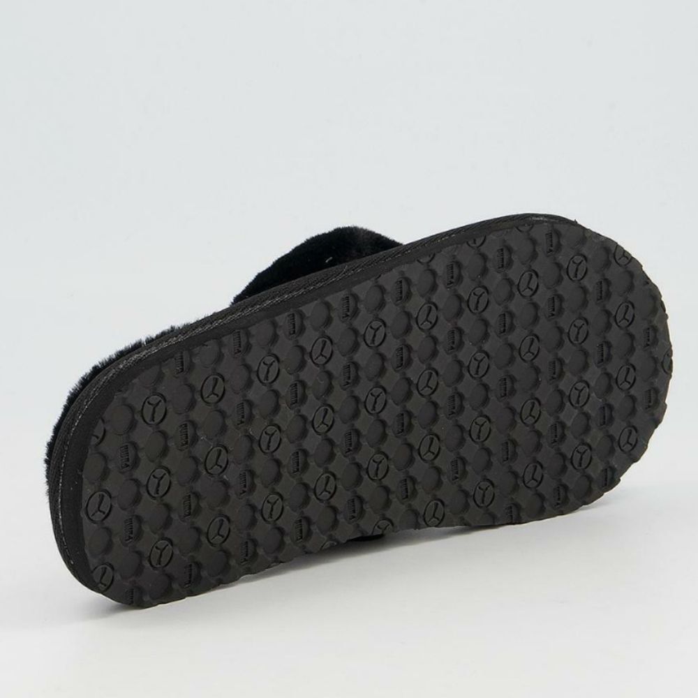 Puma Fluff Flip Slippers Black Team Gold - Picture 5 of 14